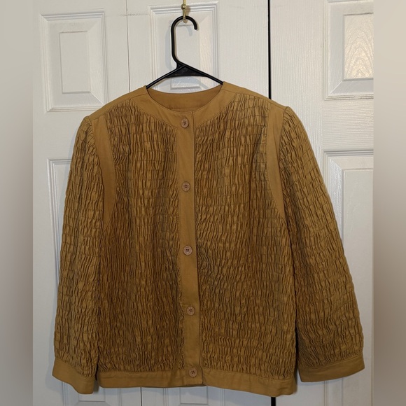 Women's Mustard Textured Button-Up Blazer - Picture 1 of 6